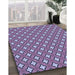 Patterned Purple Mimosa Purple Rug in Family Room, pat2441blu