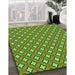 Machine Washable Transitional Seaweed Green Rug in a Family Room, wshpat2441grn