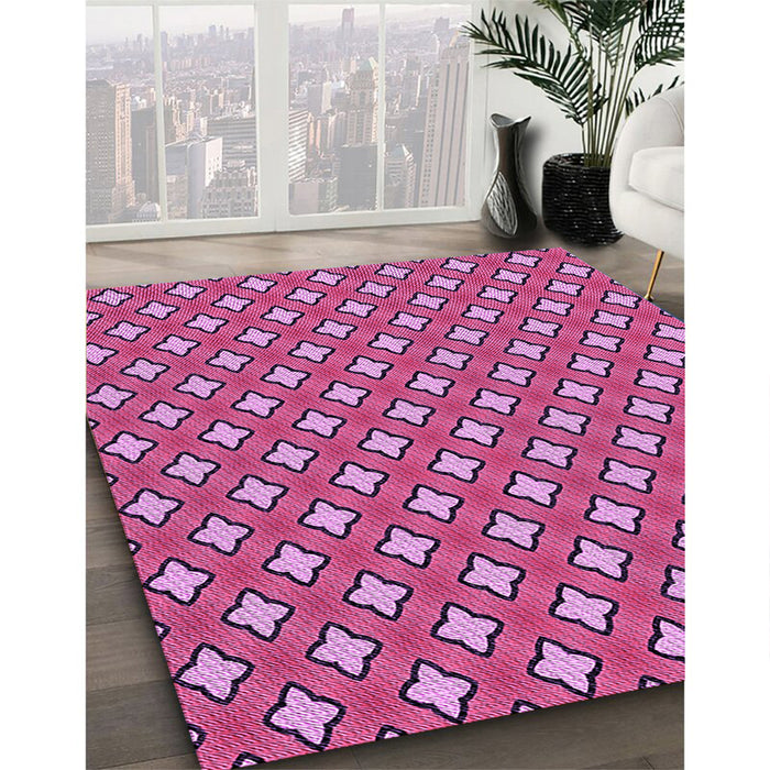 Patterned Burnt Pink Rug in Family Room, pat2441pur