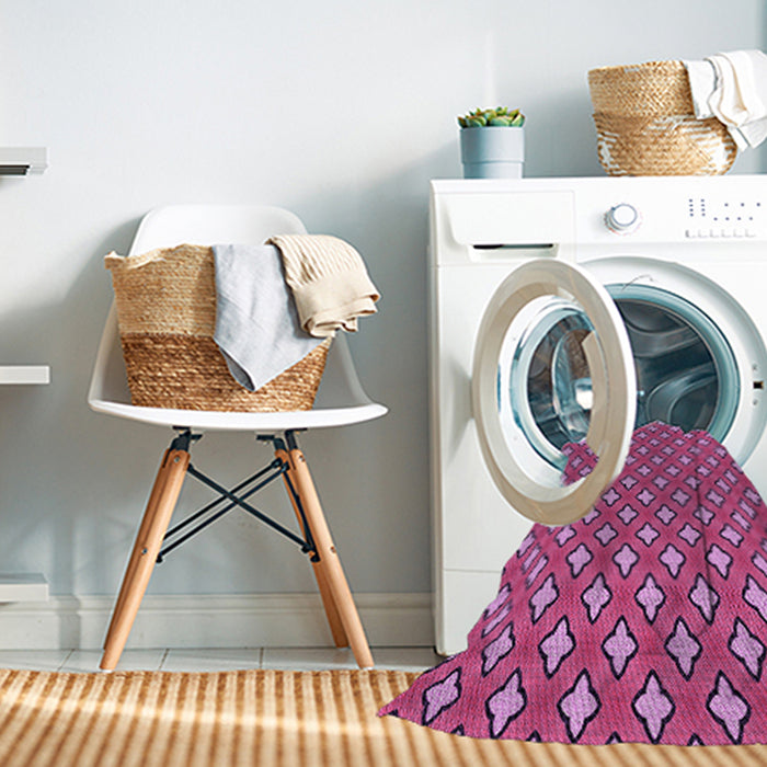 Machine Washable Transitional Burnt Pink Rug in a Washing Machine, wshpat2441pur