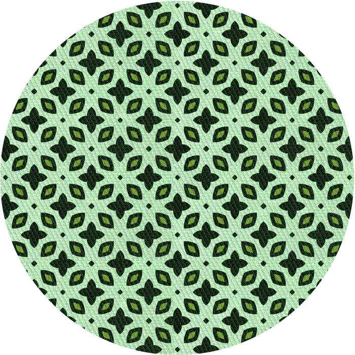 Square Machine Washable Transitional Dark Forest Green Rug in a Living Room, wshpat2442grn