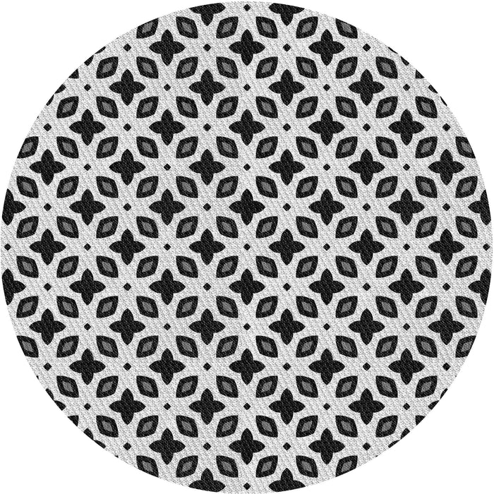 Square Patterned Dark Gray Black Rug, pat2442gry