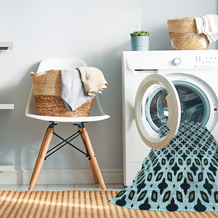 Machine Washable Transitional Dark Blue Grey Blue Rug in a Washing Machine, wshpat2442lblu