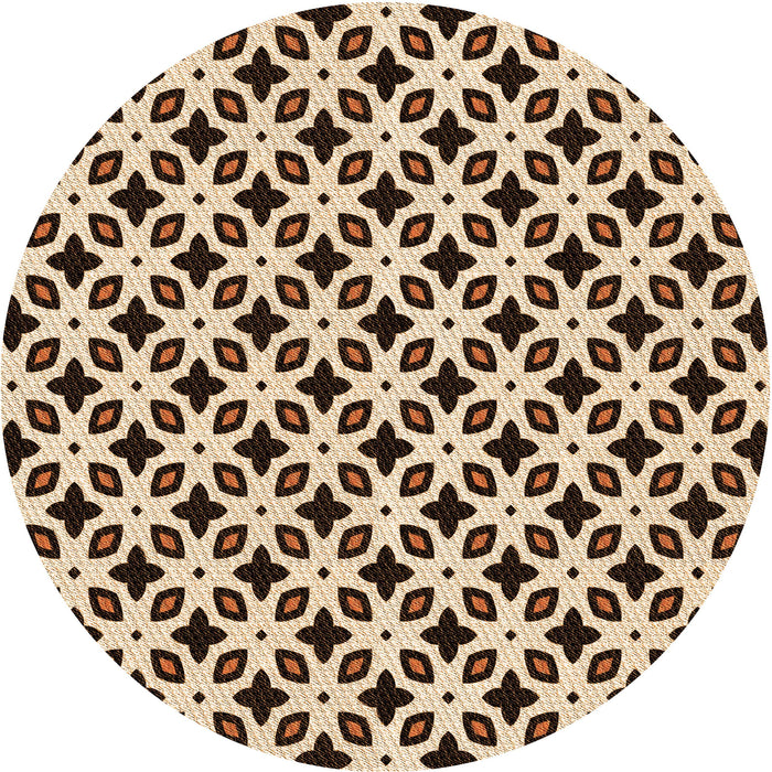 Square Patterned Deep Peach Orange Rug, pat2442org