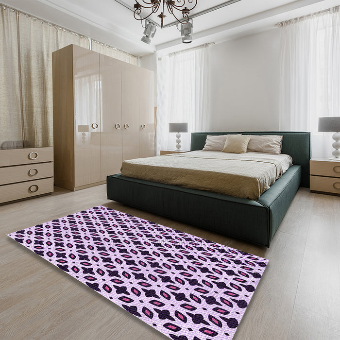 Round Machine Washable Transitional Blossom Pink Rug in a Office, wshpat2442pur