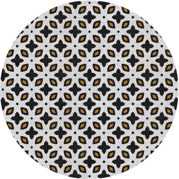 Sideview of Patterned Platinum Gray Novelty Rug, pat2442