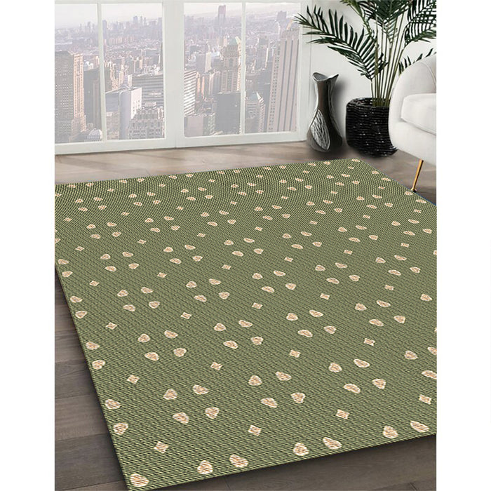 Patterned Fern Green Rug in Family Room, pat2445brn