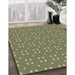 Patterned Fern Green Rug in Family Room, pat2445brn