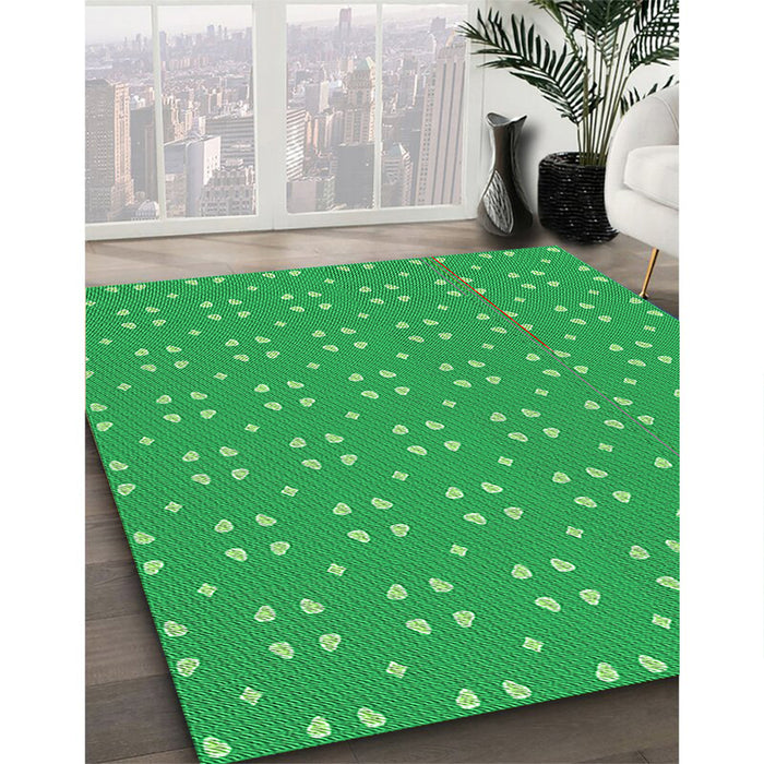 Machine Washable Transitional Neon Green Rug in a Family Room, wshpat2445grn