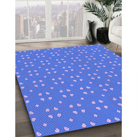 Patterned Sky Blue Rug, pat2445pur