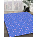 Patterned Sky Blue Rug in Family Room, pat2445pur