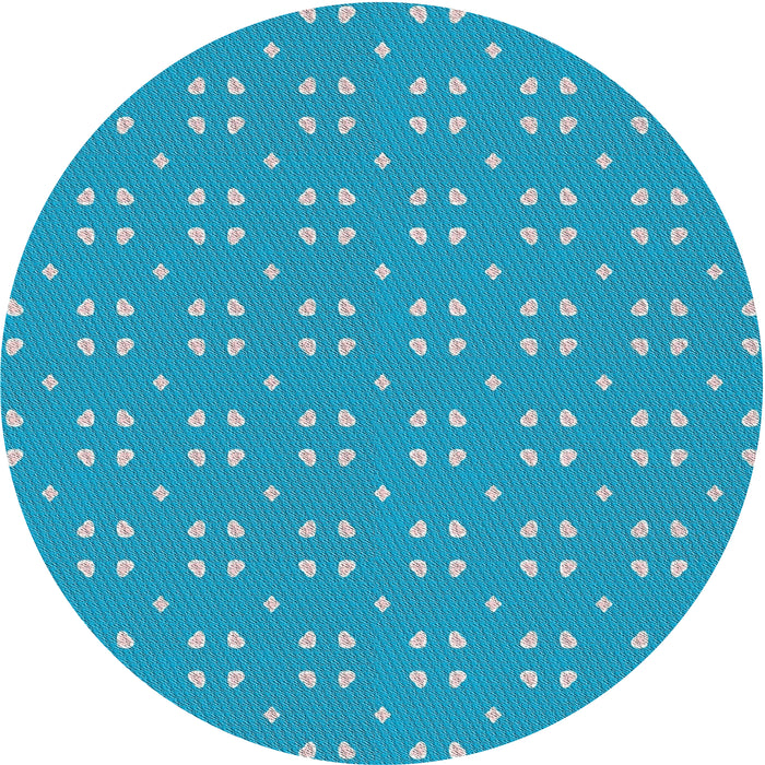 Sideview of Patterned Bright Turquoise Blue Novelty Rug, pat2445