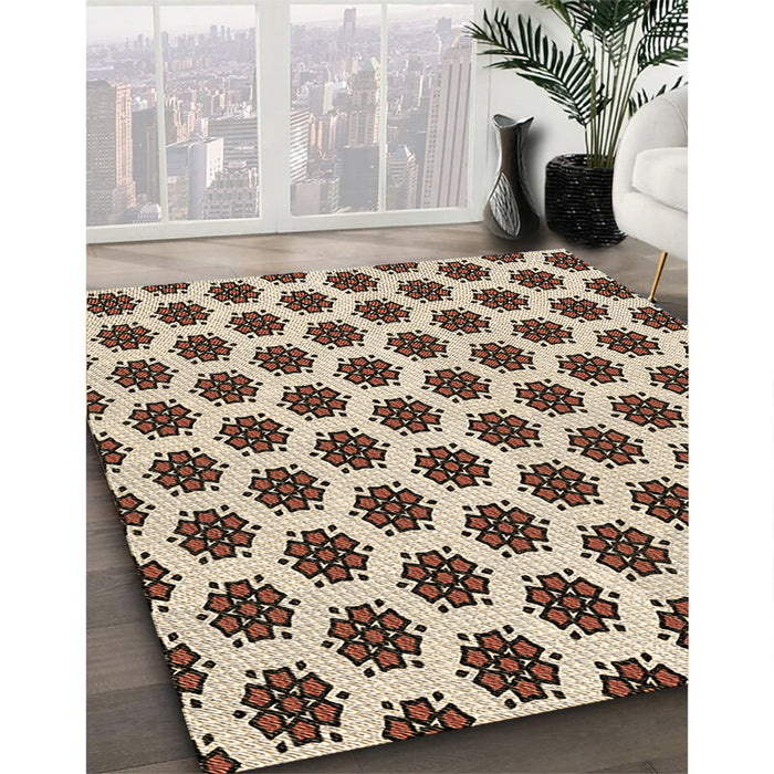 Patterned Golden Blonde Gold Rug in Family Room, pat2447brn