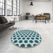 Round Patterned Blue Rug in a Office, pat2447lblu