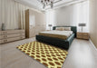 Patterned Dark Bronze Brown Rug in a Bedroom, pat2447yw
