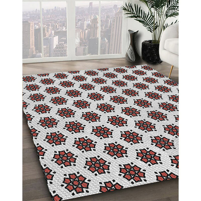 Patterned Dark Brown Novelty Rug in Family Room, pat2447