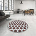 Round Machine Washable Transitional Dark Brown Rug in a Office, wshpat2447