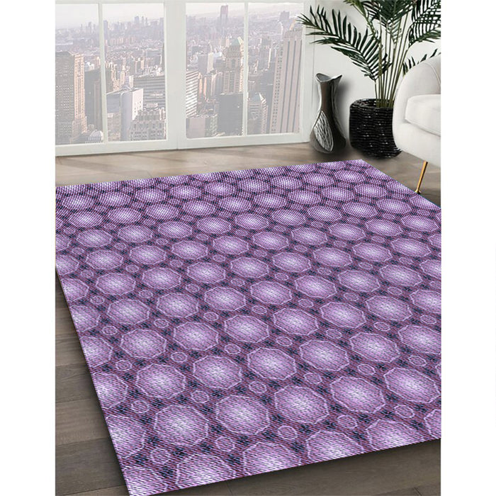 Patterned Bright Lilac Purple Rug in Family Room, pat2448blu