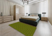 Patterned Olive Green Rug in a Bedroom, pat2449yw