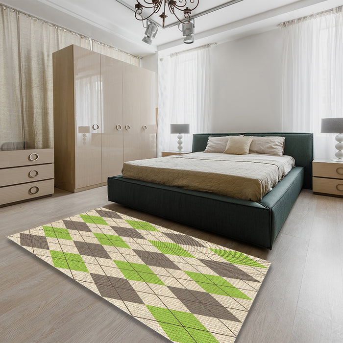 Patterned Dark Almond Brown Rug in a Bedroom, pat245brn