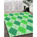 Patterned Green Rug in Family Room, pat245grn