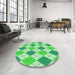 Round Patterned Green Rug in a Office, pat245grn