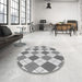 Round Patterned Silver Gray Rug in a Office, pat245gry