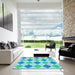 Square Patterned Blue Rug in a Living Room, pat245lblu