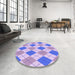 Round Patterned Medium Slate Blue Rug in a Office, pat245pur