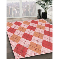 Patterned Deep Rose Pink Rug, pat245rd