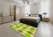 Round Machine Washable Transitional Green Yellow Green Rug in a Office, wshpat245yw