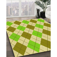 Patterned Green Yellow Green Rug, pat245yw