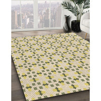 Patterned Khaki Gold Rug, pat2450brn