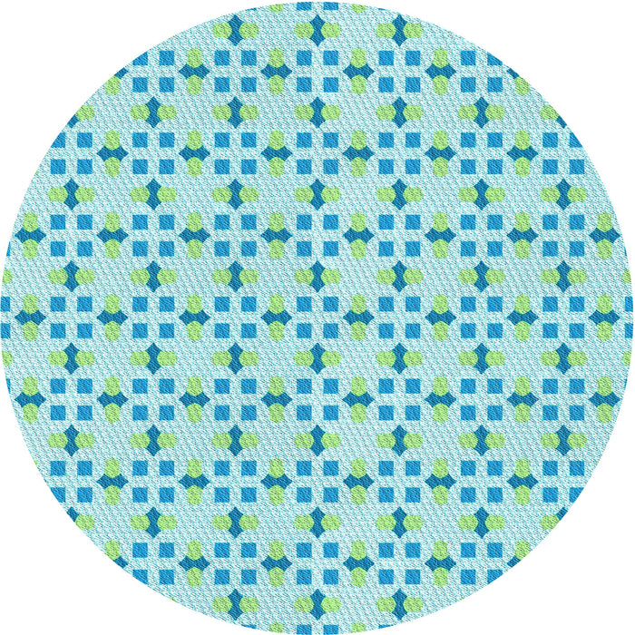 Square Patterned Aquamarine Green Rug, pat2450lblu