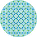 Square Patterned Aquamarine Green Rug, pat2450lblu