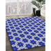 Patterned Cobalt Blue Rug in Family Room, pat2452blu