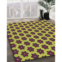 Patterned Neon Yellow Green Rug, pat2452brn