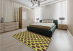 Patterned Neon Yellow Green Rug in a Bedroom, pat2452brn