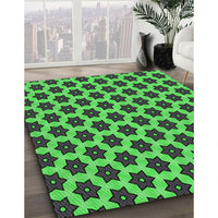 Patterned Dark Slate Grey Green Rug, pat2452grn