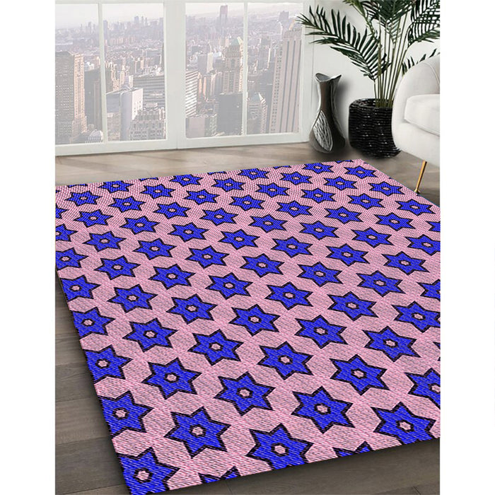 Patterned Bright Purple Rug in Family Room, pat2452pur