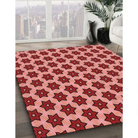 Patterned Tomato Red Rug, pat2452rd