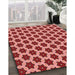 Patterned Tomato Red Rug in Family Room, pat2452rd