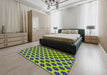 Patterned Green Novelty Rug in a Bedroom, pat2452