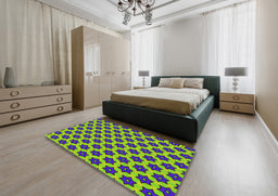 Patterned Green Novelty Rug in a Bedroom, pat2452