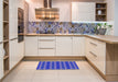 Patterned Medium Slate Blue Rug in a Kitchen, pat2453blu