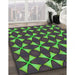 Patterned Apple Green Rug in Family Room, pat2453grn