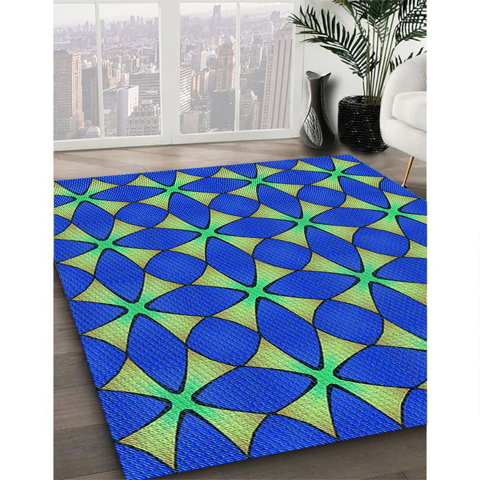 Patterned Medium Sea Green Rug in Family Room, pat2453lblu
