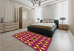 Patterned Raspberry Red Rug in a Bedroom, pat2453org