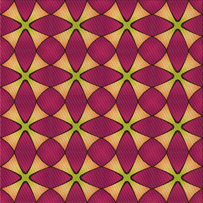 Round Patterned Raspberry Red Rug, pat2453org