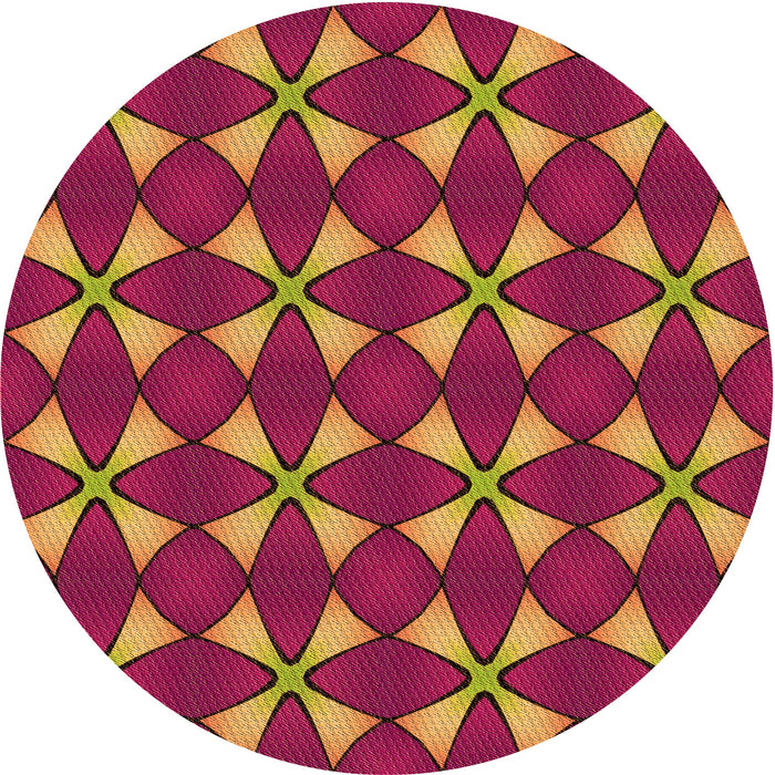 Square Patterned Raspberry Red Rug, pat2453org